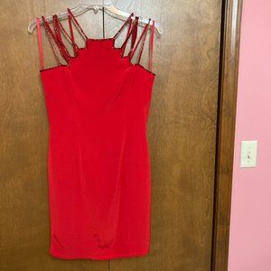 Beaded Red 8-Strap Cocktail Dress by Niteline (Della Roufogali)